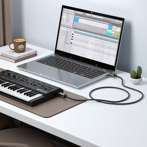 DigitalLife FlexMIDI Vortex USB-A to USB-B MIDI Cable (2m Lead, 1 Pack) | Compatible with USB Class-Compliant MIDI Keyboards, Synths & DJ Controllers. Plug & Play for Windows, macOS & Linux Systems