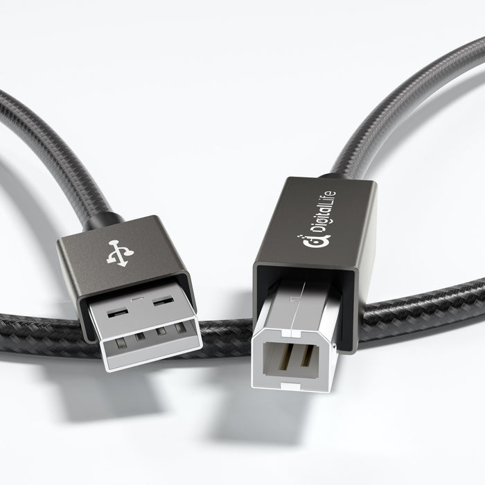 DigitalLife FlexMIDI Vortex USB-A to USB-B MIDI Cable (2m Lead, 1 Pack) | Compatible with USB Class-Compliant MIDI Keyboards, Synths & DJ Controllers. Plug & Play for Windows, macOS & Linux Systems