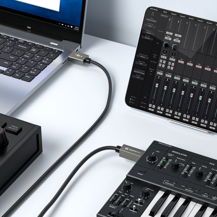 DigitalLife FlexMIDI Vortex USB-A to USB-B MIDI Cable (2m Lead, 1 Pack) | Compatible with USB Class-Compliant MIDI Keyboards, Synths & DJ Controllers. Plug & Play for Windows, macOS & Linux Systems