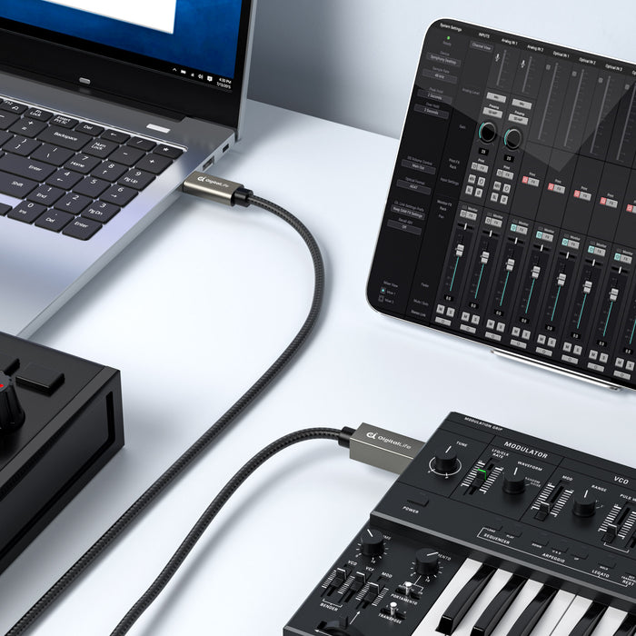 DigitalLife FlexMIDI Vortex USB C to USB B MIDI Cable 2m (1 Pack) | Compatible with USB Class-Compliant MIDI Keyboards, Synthesizers and DJ Controllers for Windows, macOS and Linux