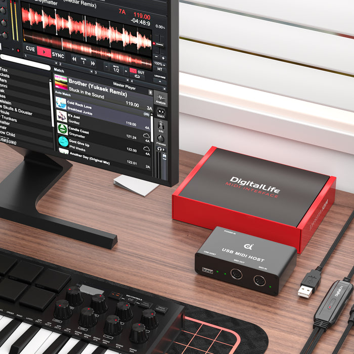 DigitalLife USB-MIDI-Host – UHOST-I-B, 5-poliges DIN-MIDI-Interface