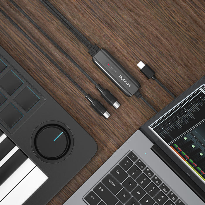 DigitalLife MIDI-C01 | USB-C-MIDI-Schnittstelle mit Anzeigen