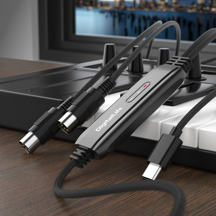 DigitalLife MIDI-C01 | USB-C-MIDI-Schnittstelle mit Anzeigen