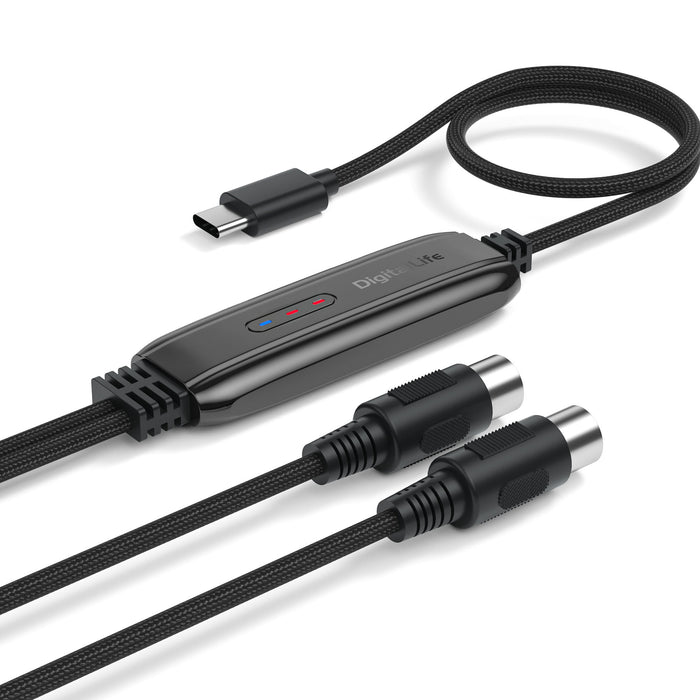 DigitalLife MIDI-C01 | USB-C-MIDI-Schnittstelle mit Anzeigen