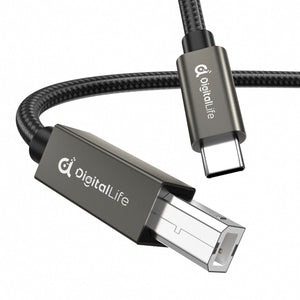 DigitalLife FlexMIDI Vortex USB C to USB B MIDI Cable 2m (1 Pack) | Compatible with USB Class-Compliant MIDI Keyboards, Synthesizers and DJ Controllers for Windows, macOS and Linux