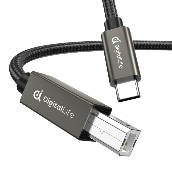 DigitalLife FlexMIDI Vortex USB C to USB B MIDI Cable 2m (1 Pack) | Compatible with USB Class-Compliant MIDI Keyboards, Synthesizers and DJ Controllers for Windows, macOS and Linux