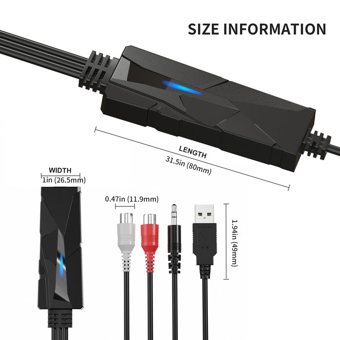 DigitalLife USB 2.0 Audio Capture Card Grabber - Cassette Tapes to Digital MP3 Converter from Stereo RCA/3.5mm Music Interface(AV202-B)
