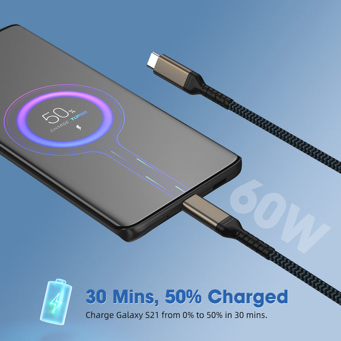 DigitalLife UC10G60-100 USB-C-Kabel 10 Gbit/s – 1 m USB 3.1 Typ-C-Kabel – 60 W (3 A) Power Delivery-Laden – Laden & Synchronisieren
