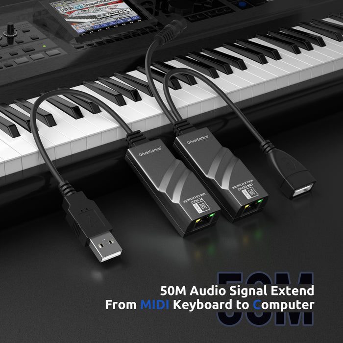 DigitalLife MIDI-EXT100 1-Port MIDI-USB Extender über CAT5/6, kompatibel mit Windows 11 / macOS Ventura 13.2.1