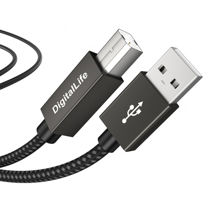 DigitalLife MIDI USB auf B MIDI-Schnittstellen-Konverterkabel für MIDI-Musikinstrumente, 1,8 m, Nylon geflochten, Metall