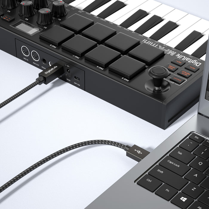 DigitalLife MIDI USB auf B MIDI-Schnittstellen-Konverterkabel für MIDI-Musikinstrumente, 1,8 m, Nylon geflochten, Metall