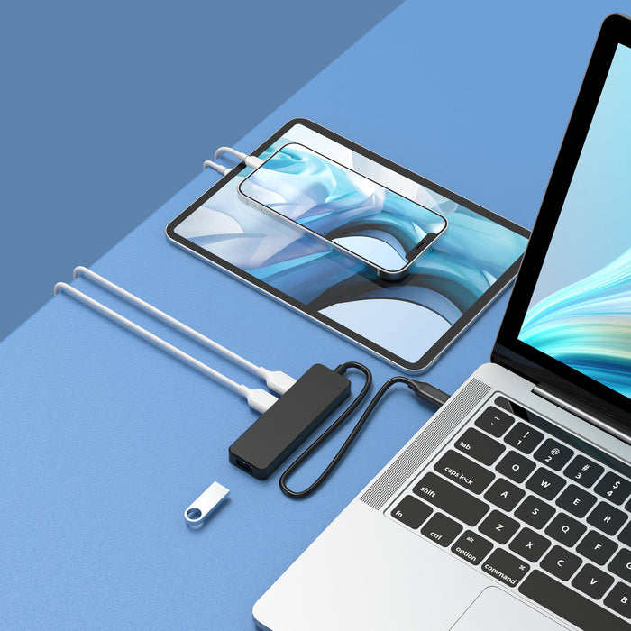 DigitalLife 4-Port USB-C Hub – Mini Hub – USB-C auf 4x USB-A – USB 2.0